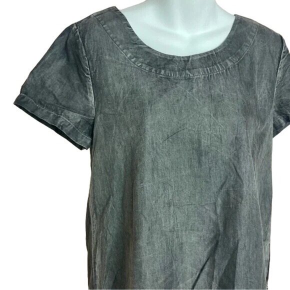 NWT Mur Mur Blackish Gray Grey Chambray Top With Tassels Small Boho - Picture 6 of 7